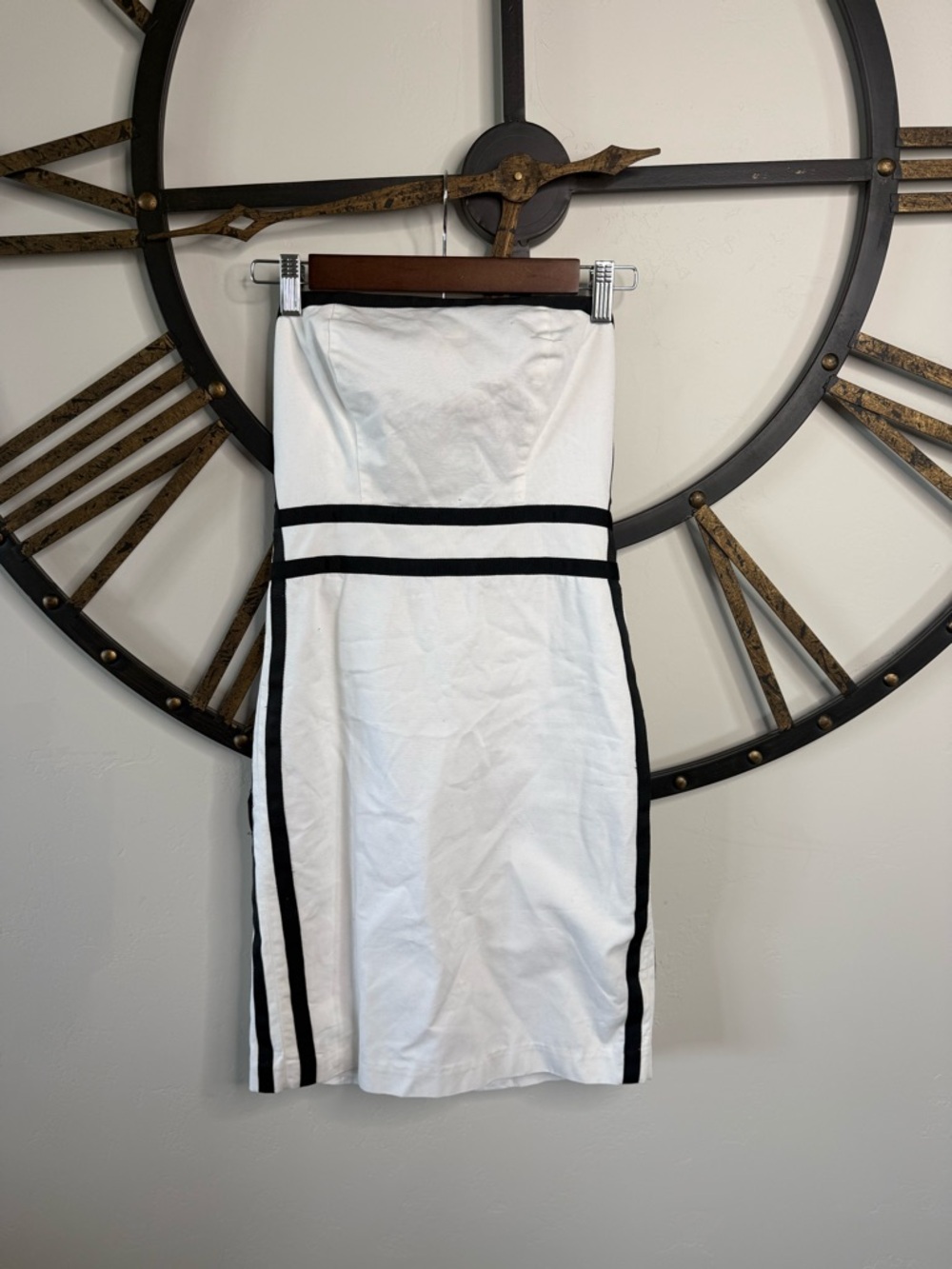 The Limited White Strapless Bodycon Dress with Black Trim - Picture 2 of 4